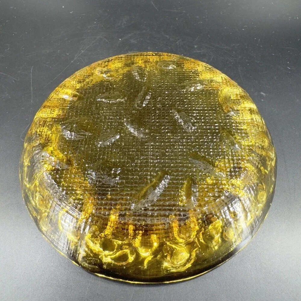 Round Art Glass Dish Plate‎ Thick Glass Textured Center Trinket Glass Decor